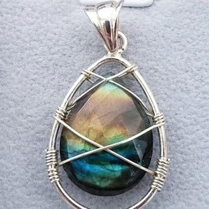 Labradorite Wrap Sterling Pendant